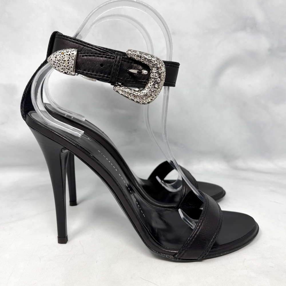 Giuseppe Zanotti Vintage Y2K Western Buckle Ankle Strap Stiletto Sandal Heels 38
